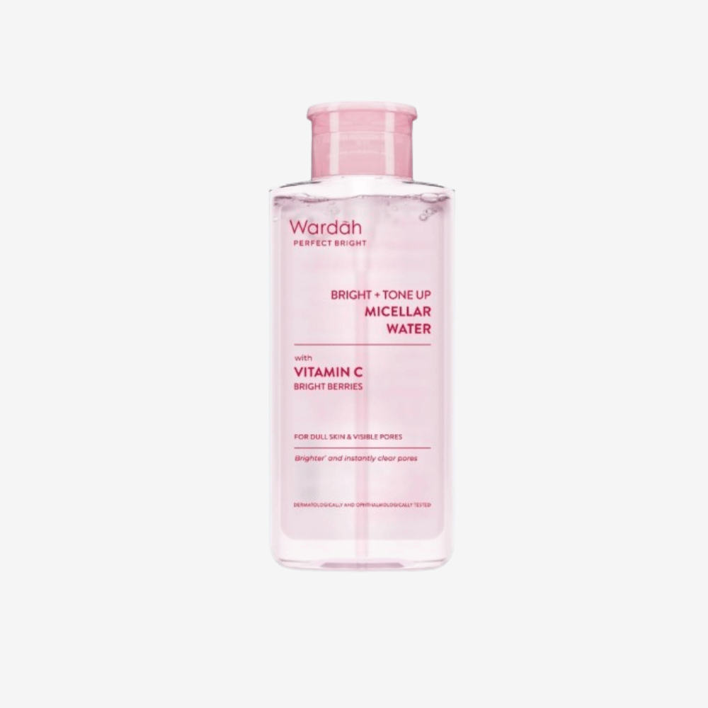 Wardah Perfect Bright Tone Up Micellar Water 400 ml, Halal skincare for brightening and cleansing.